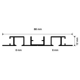 25_2 Skizze Aluminium Einputzschiene Gardinenschiene 2 lauf weiß /silber 88 mm x 12 mm