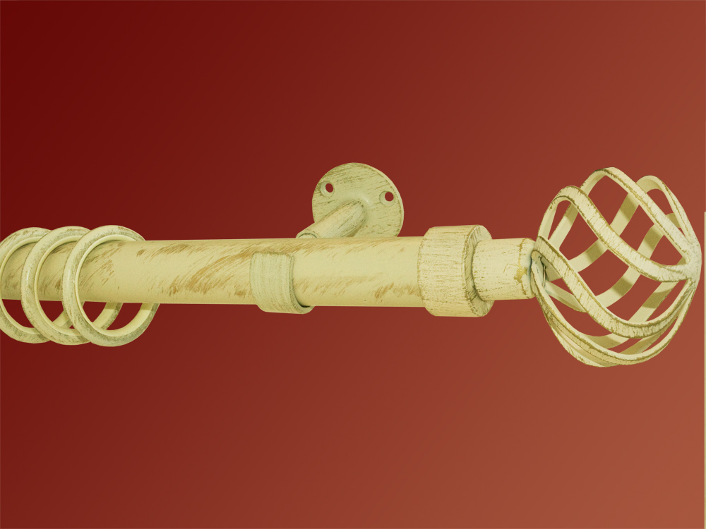 444444 Gardinenstange Eisen weiß-gold 30mm Auflageträger