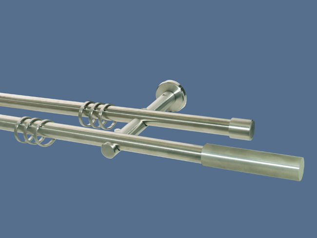 Gardinenstange Edelstahl Rundrohr 16mm Zylinder doppelläufig