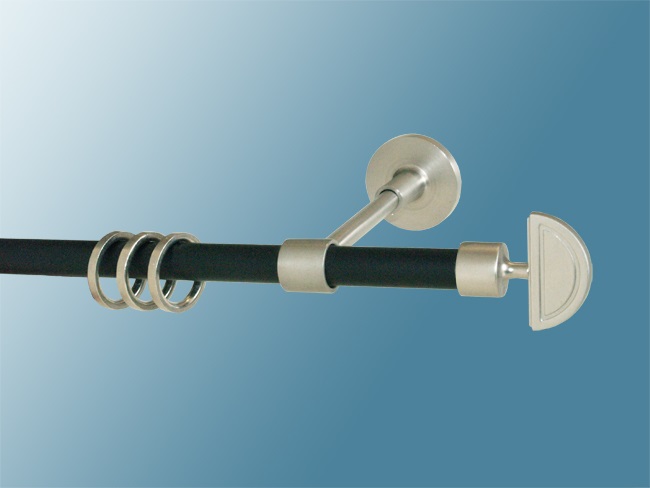 2254_0 Gardinenstange schwarz/ Edelstahloptik 16 mm Modell Emma