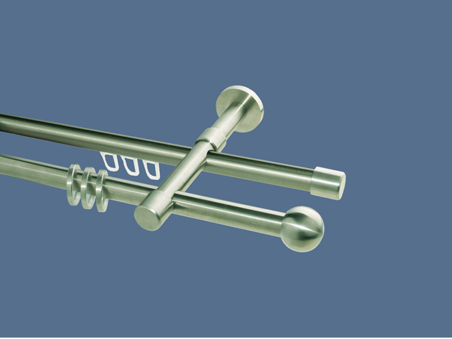 1343_0 Gardinenstange Rundrohr/Innenlauf Edelstahl 16 mm Kugel