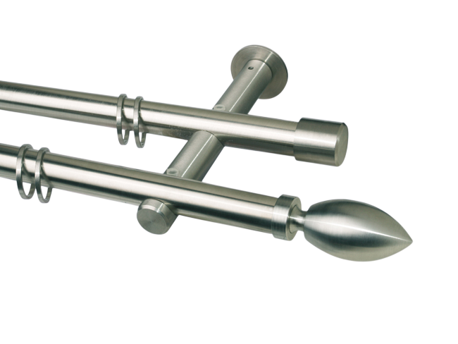 Gardinenstange Edelstahl 20 mm Träne doppelläufig Gardinenstange Edelstahl 20 mm Träne doppelläufig