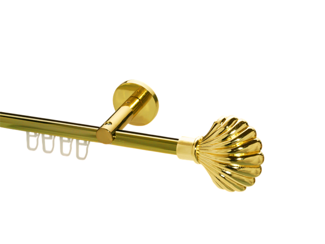 Gardinenstange Innenlauf Messing glanz Design 16mm Modell Musche Gardinenstange Innenlauf Messing glanz Design 16mm Modell Musche