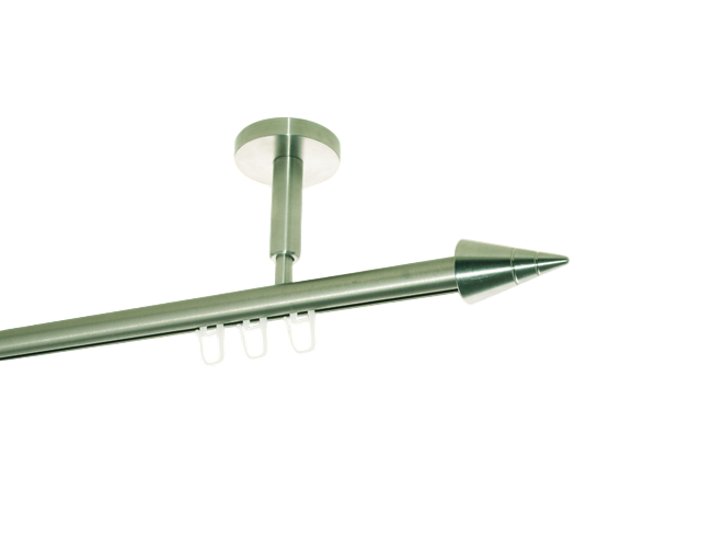 Gardinenstange Deckenträger V2A/Innenlauf 16mm Rillenkegel 1lfg. Gardinenstange Deckenträger V2A/Innenlauf 16mm Rillenkegel 1lfg.