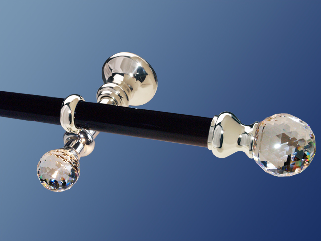 2181_0 Gardinenstange Messing versilbert 20mm Swarovski Kugel