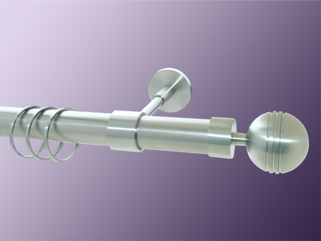 Gardinenstange Edelstahl 28 mm Rillenkugel Made in Germany