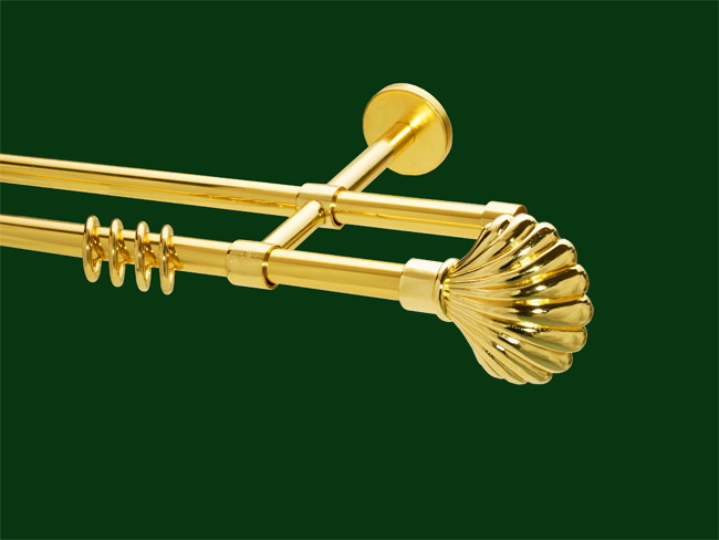 984_0 Gardinenstange Messing glanz Design 16mm Modell Muschel