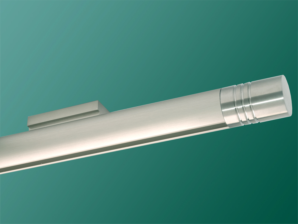 Gardinenstange modern Decke 28mm Edelstahl Innenlaufsystem Mercury Rill