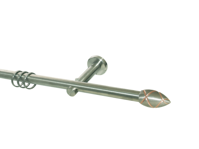 Gardinenstange Edelstahl Rundrohr 16mm Träne mit Kupfer Träger o
