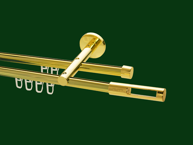 Gardinenstange Innenlauf Messing glanz Design 16mm Modell Lino