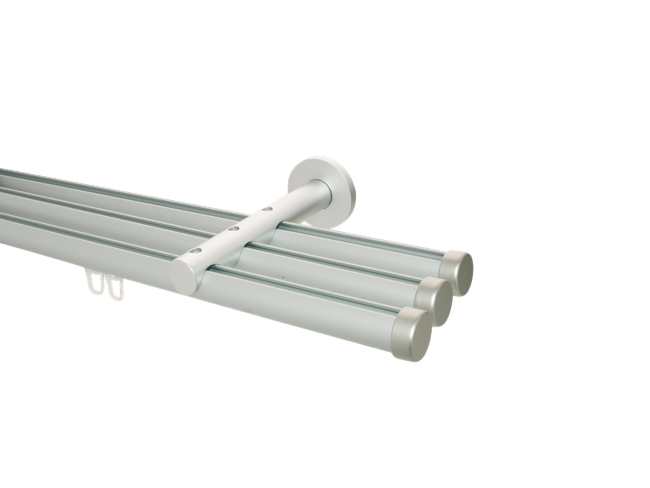 Gardinenstange Innenlaufsystem Silber Kappe 3lfg. Gardinenstange Innenlaufsystem Silber Kappe 3lfg.