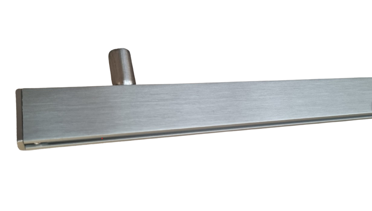 Raumtrennschiene-mit-Deckentrager-34-x-14-mm-Edelstahl Raumtrennschiene / Gardinenschiene nach Maß