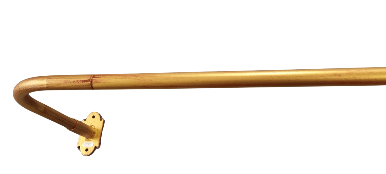 Windfang Gardinenstange Eisen Altgold mit Bogen 20 mm Ø Windfang Gardinenstange Eisen Altgold mit Bogen 20 mm Ø