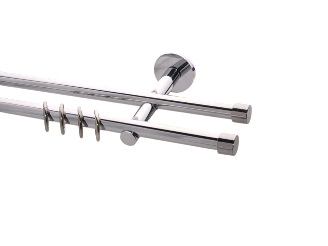 Gardinenstange Chrom glanz 16mm Modell Kappe Träger 2