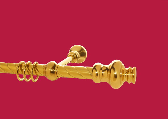 Gardinenstange Messing 28 mm Modell-Joseph I Rohr gedreht