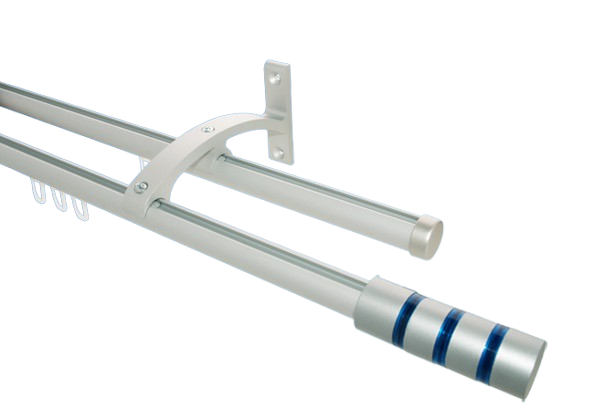Gardinenstange Aluminium Silber Zylinder blau 2lfg Gardinenstange Aluminium Silber Zylinder blau 2lfg