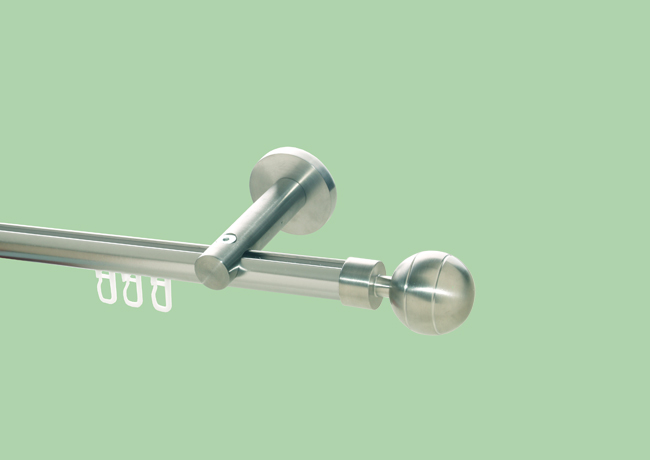Gardinenstange Edelstahl Innenlauf 20mm Rillenkugel einl.