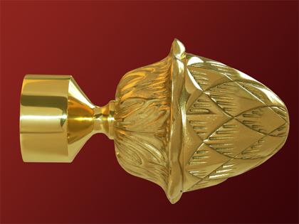 Messing massiv glanz Endstück Modell Pinie für 40mm Rohr