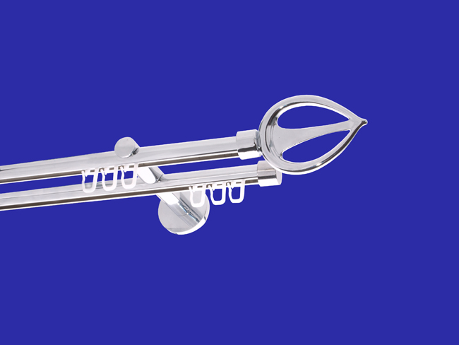 1090_0 Gardinenstange Innenlauf Chrom glanz Design 16mm Modell Flamme