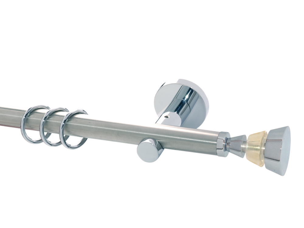 Gardinenstange Chrom glanz Edelstahl gebürstet 20mm Modell Trape Gardinenstange Chrom glanz Edelstahl gebürstet 20mm Modell Trape