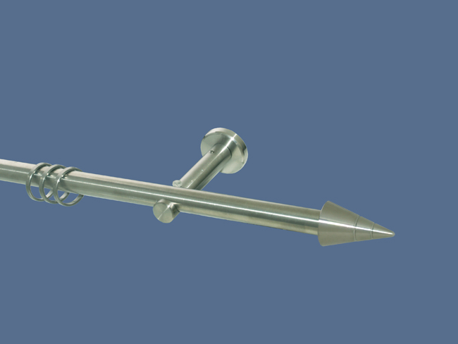 Gardinenstange Edelstahl Rundrohr 16mm Rillenkegel Träger offen Gardinenstange Edelstahl Rundrohr 16mm Rillenkegel Träger offen