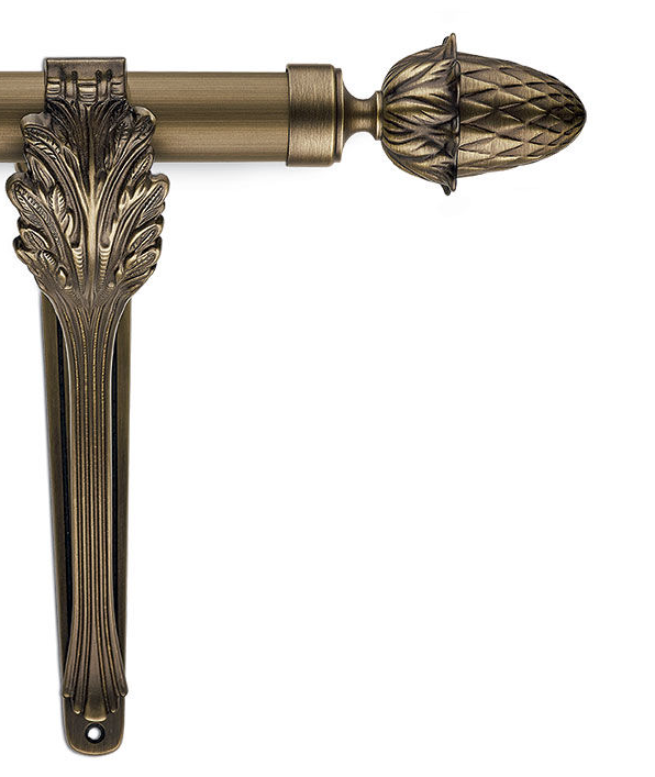 Gardinenstange 35 mm Ø Messing bronziert mit Konsolenträger Andrej II. Gardinenstange 35 mm Ø Messing bronziert mit Konsolenträger Andrej II.