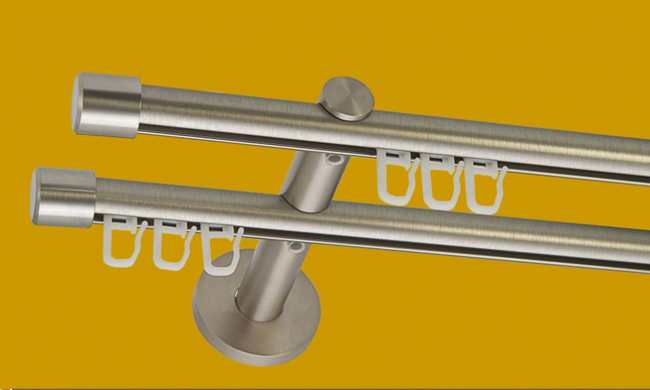 171_0 Gardinenstange Innenlaufsystem 16mm Edelstahl Design Kappe