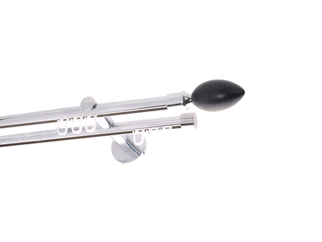 Gardinenstange Innenlaufsystem Chrom glanz Design 16mm 2-lfg Gardinenstange Innenlaufsystem Chrom glanz Design 16mm 2-lfg