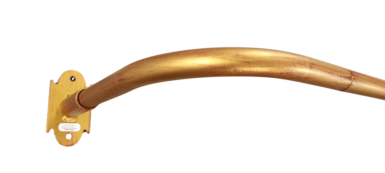 Windfang Gardinenstange Eisen Altgold mit Bogen 20 mm Ø Windfang Gardinenstange Eisen Altgold mit Bogen 20 mm Ø