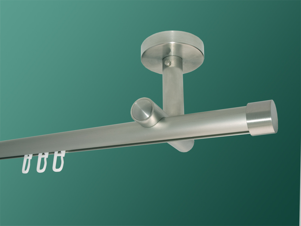 2485_0 Gardinenstange Decke Edelstahl Innenlauf 20mm Endkappe