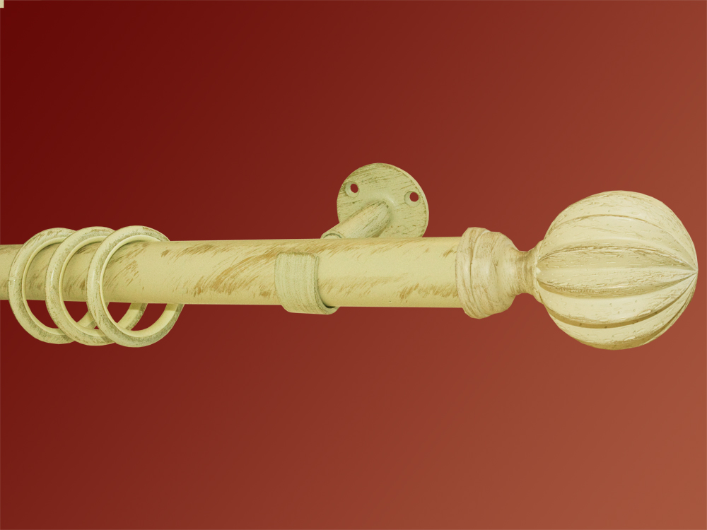 55555 Gardinenstange Eisen weiß-gold 30mm Carlos Auflageträger