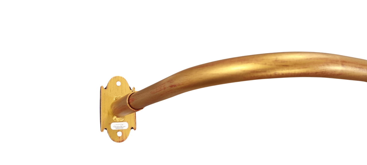 Windfang Gardinenstange Eisen Altgold mit Bogen 20 mm Ø Windfang Gardinenstange Eisen Altgold mit Bogen 20 mm Ø