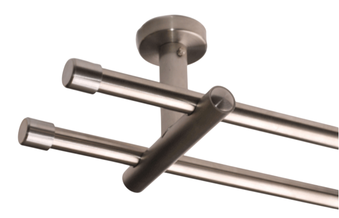 Gardinenstange Edelstahl 16mm doppelläufig mit Deckenträger Mode Gardinenstange Edelstahl 16mm doppelläufig mit Deckenträger Mode