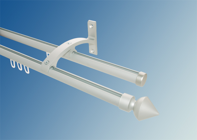 Gardinenstange Aluminium Silber Kunststoff Kegel 2lfg