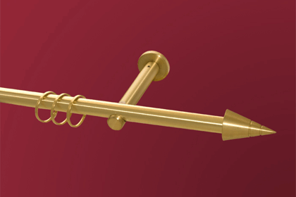 2336_0 Gardinenstange Rillenkegel 1-lfg Messing matt massiv 16 mm Ø