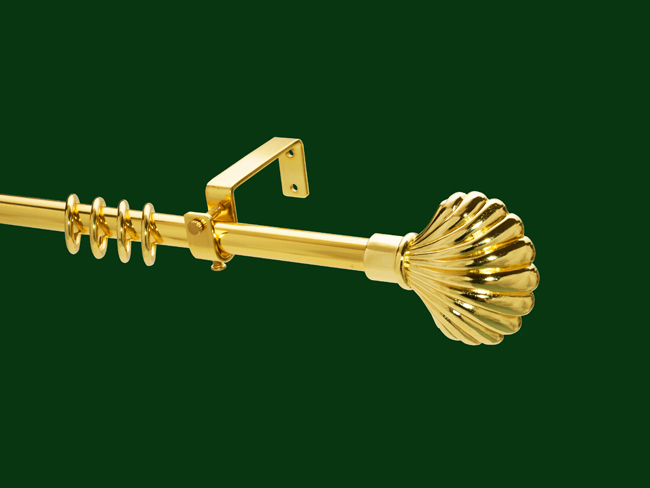 997_0 Gardinenstange Messing glanz Design 16mm Modell Muschel einf.Trä