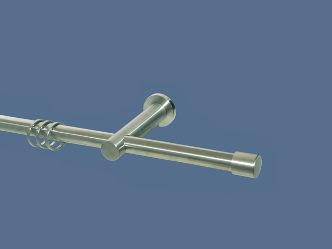 Gardinenstange Edelstahl Rundrohr 16mm Kappe Träger geschl.