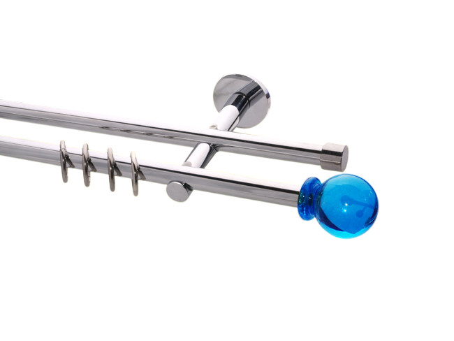 Gardinenstange Chrom glanz 16mm Modell Ozeanblau Träger 2 Gardinenstange Chrom glanz 16mm Modell Ozeanblau Träger 2