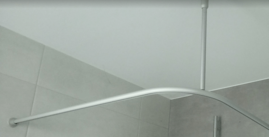 Duschvorhangstange L-Form barrierefrei 20 mm gebogen Alu silber oder weiß Duschvorhangstange L-Form barrierefrei 20 mm gebogen Alu silber oder weiß