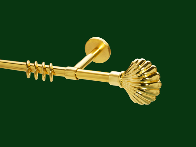 Gardinenstange Messing glanz Design 16mm Modell Muschel