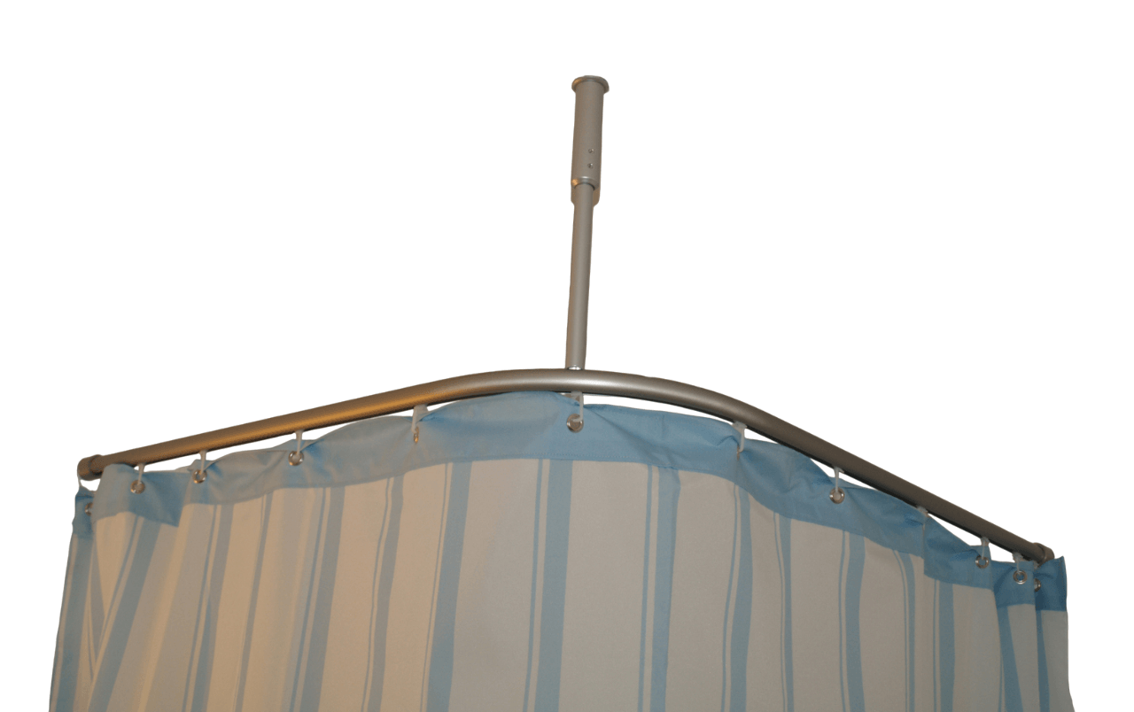 Duschvorhangstange L-Form barrierefrei 20 mm gebogen Alu silber oder weiß 