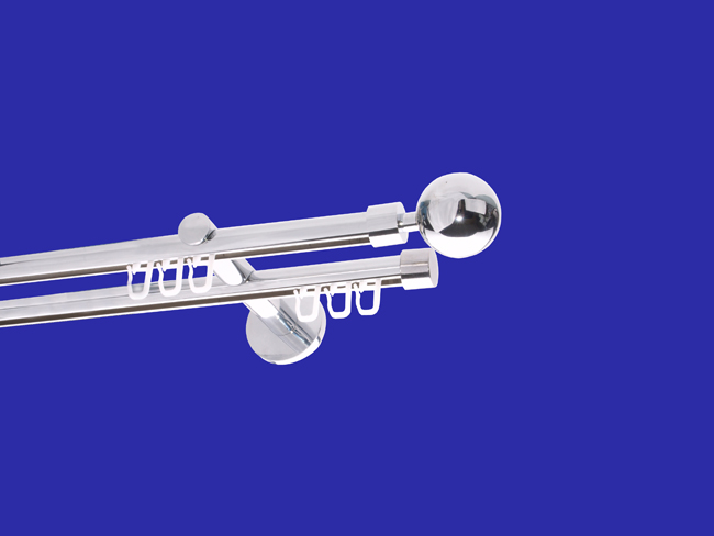Gardinenstange Innenlauf Chrom glanz Design 16mm Modell Kugel