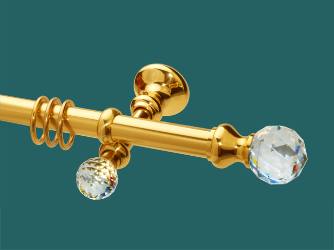 303_0 Gardinenstange Messing glanz 20mm Swarovski Kugel