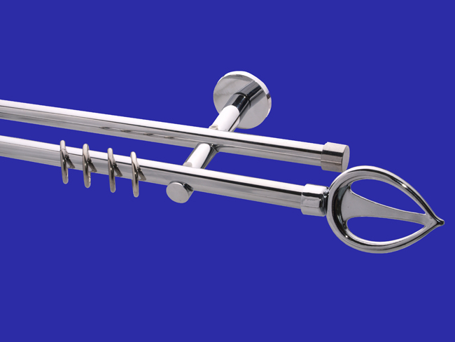 1116_0 Gardinenstange Chrom glanz 16mm Modell Flamme Träger 2