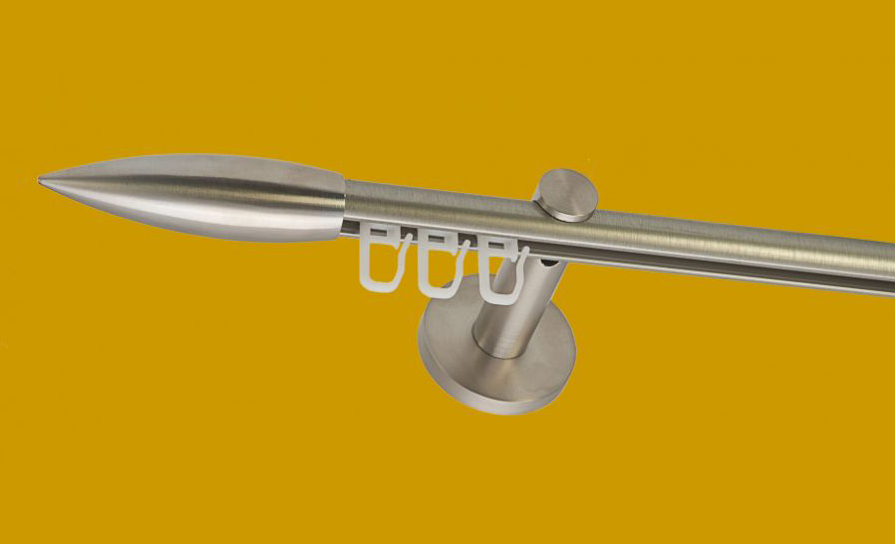 836_0 Gardinenstange Innenlauf Edelstahldesign 16mm Modell Flamme