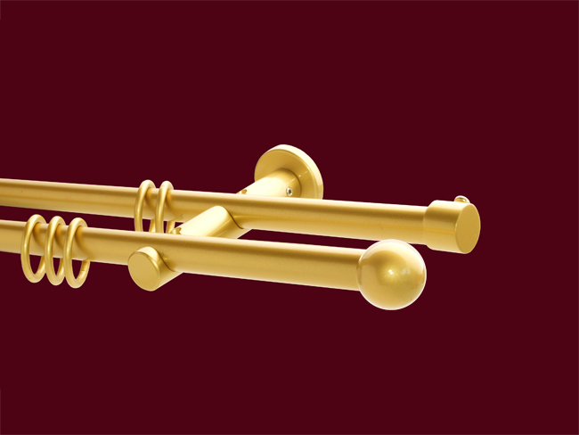 210_0 Gardinenstange doppell. Messing matt Design. 16 mm Bologna