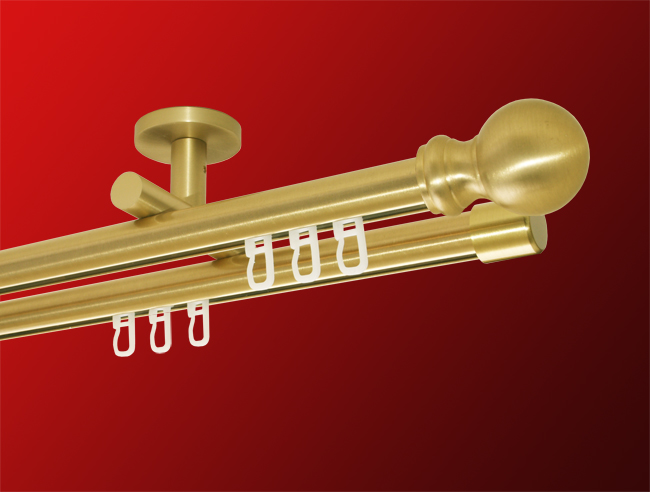 1851_0 Gardinenstange Deckenträger Messing matt Innenlaufsystem dppl. 2