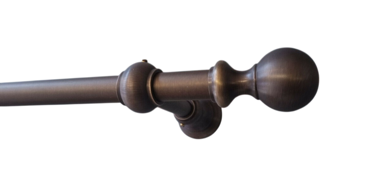 Gardinenstange Messing antik 20 mm Rohr Modell Kugel echt Messing bronziert