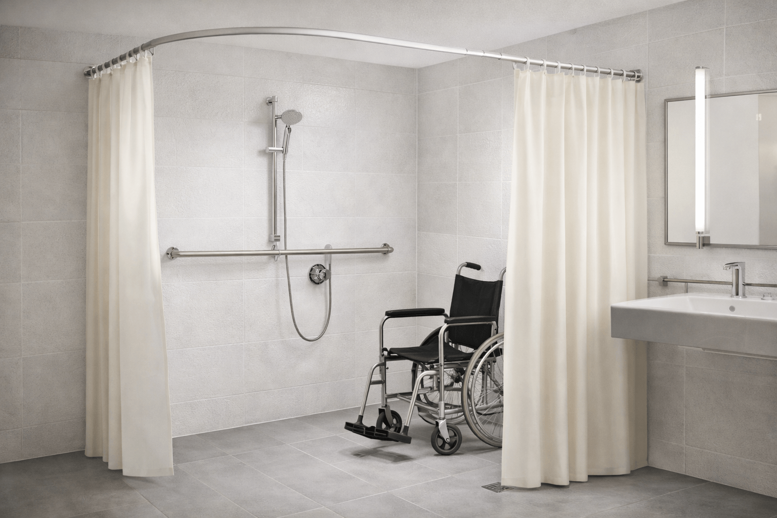 Barrierefreie Duschvorhangstange planen Barrierefreie Duschvorhangstange planen