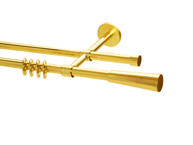 Gardinenstange Messing glanz Design 16mm Modell Luna 2lfg Gardinenstange Messing glanz Design 16mm Modell Luna 2lfg